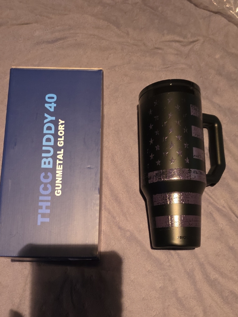 Thiccc Buddy 40 Travel Mug - Black with Purple Stars